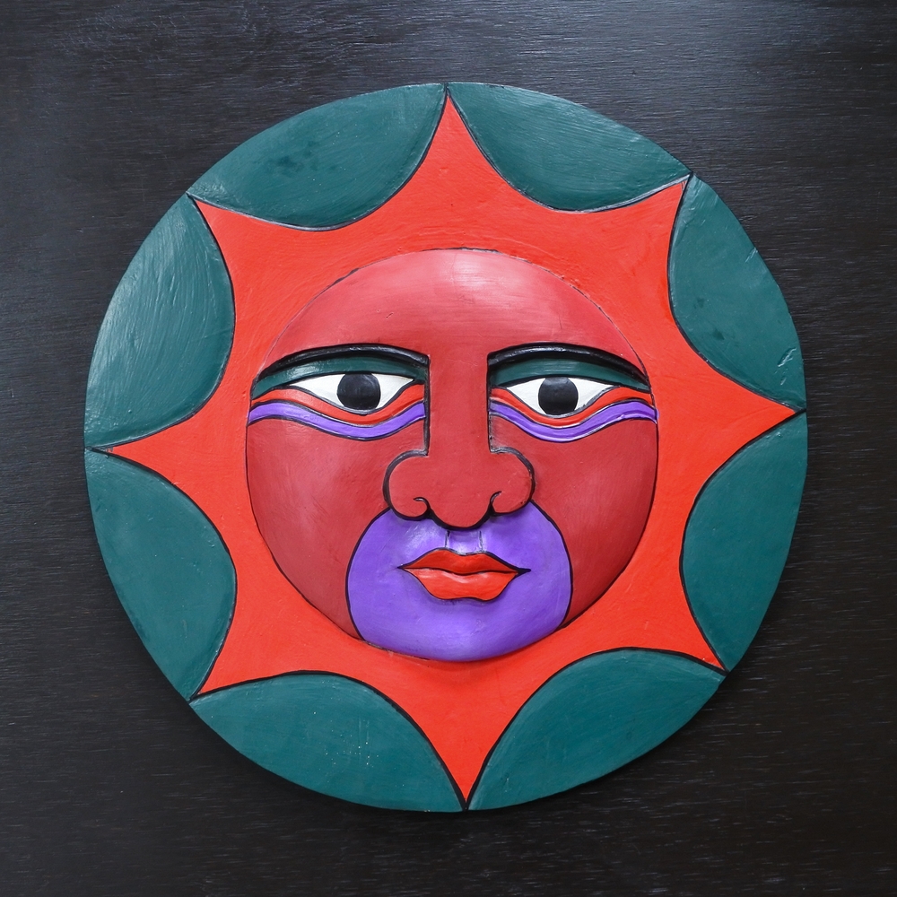 Vintage Laurel Burch Painted Tribal Face Mask Wood Carving